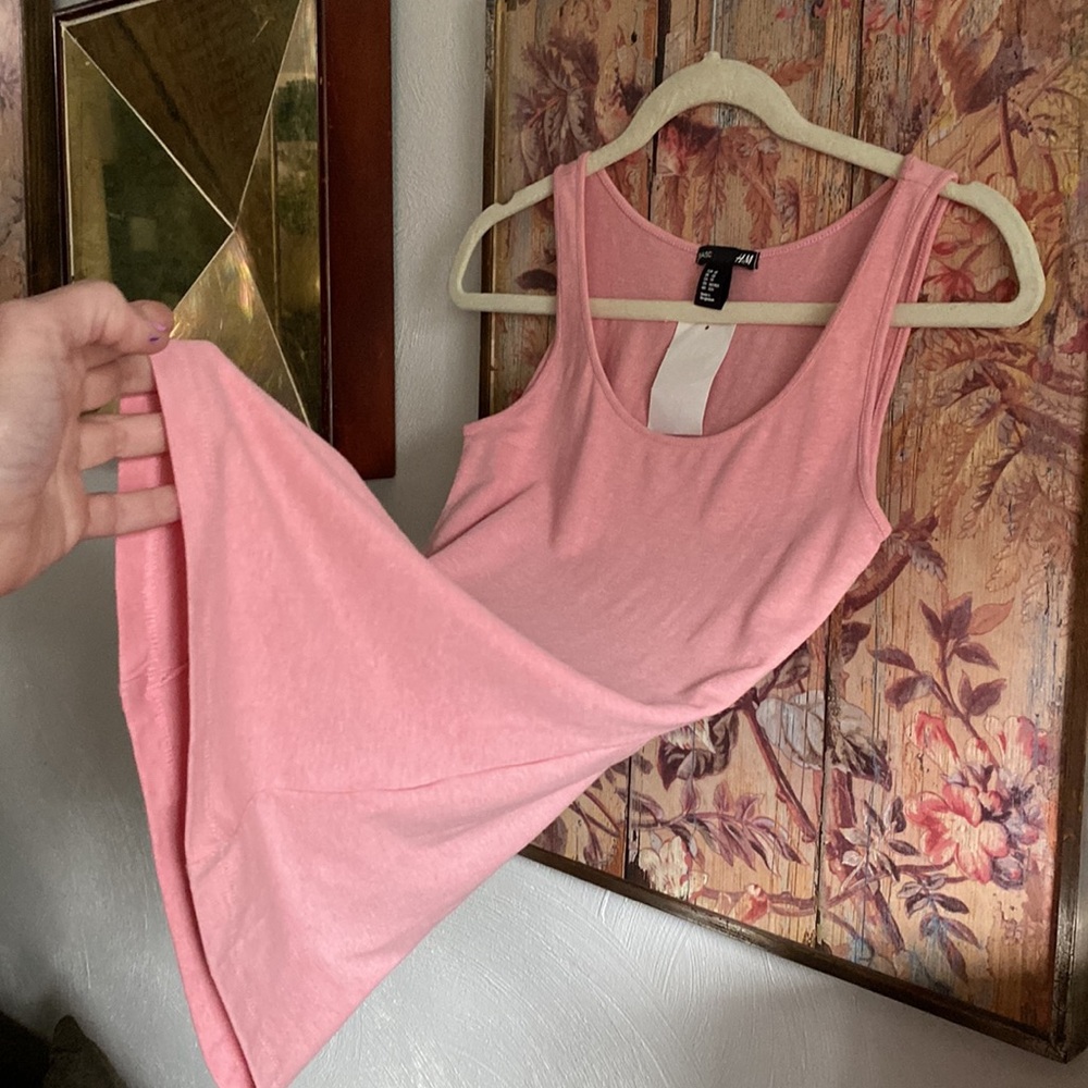 H&M TANK TOP SIZE XS PINK SCOOP NECK STRETCH